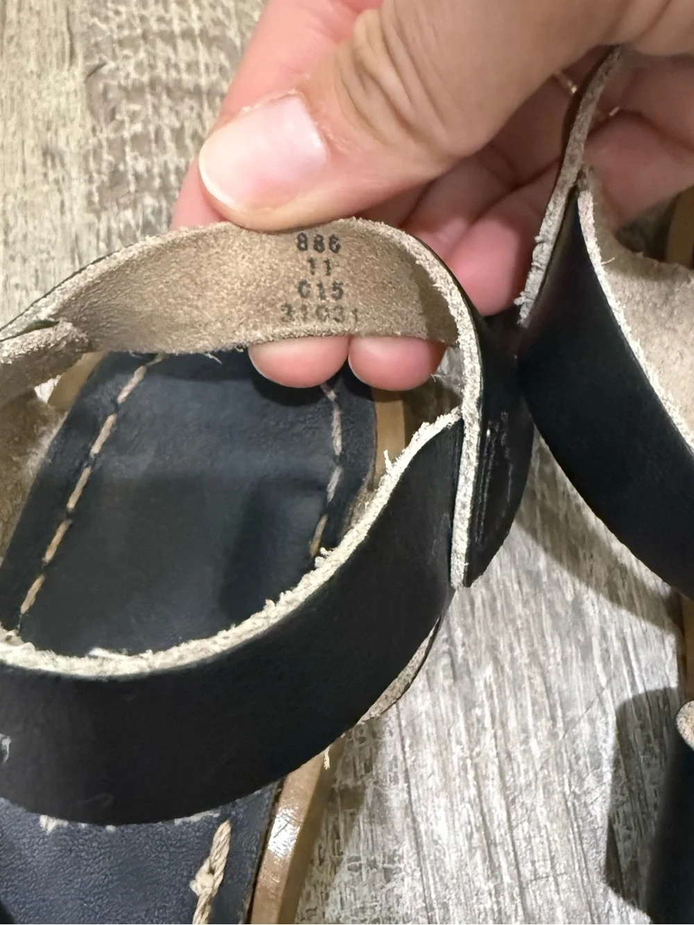 Black Kid’s Ankle Strap Leather Sandals